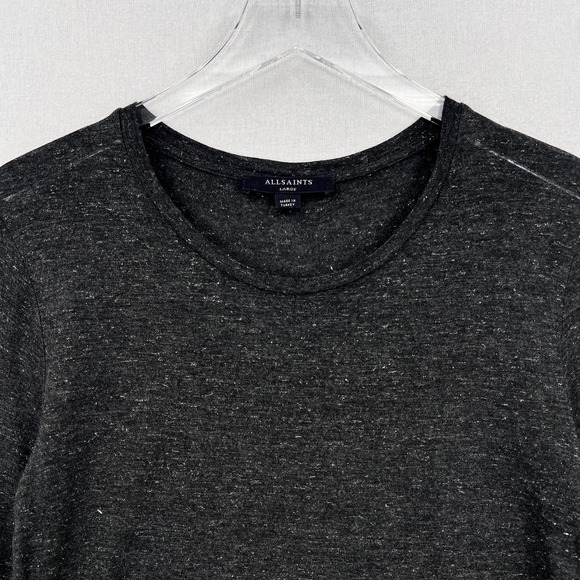 ALLSAINTS Esme Shimmers Tee Womens Large Charcoal Gray Silver Long Sleeve Crew - Picture 6 of 15